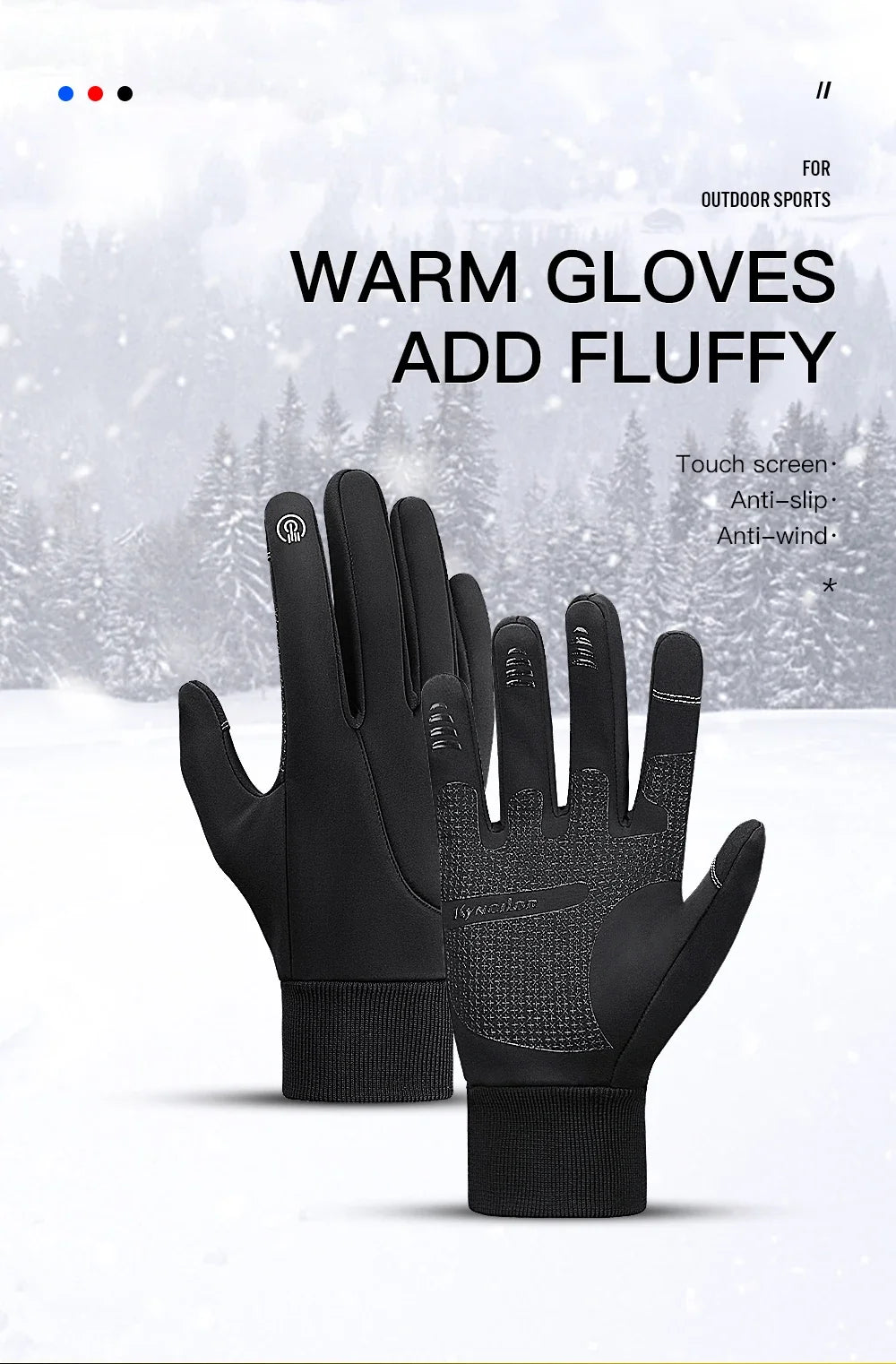 Full Fingers Men Winter Waterproof Cycling Gloves Outdoor Sports Running Motorcycle Ski Touch Screen Fleece Gloves Non-slip Warm