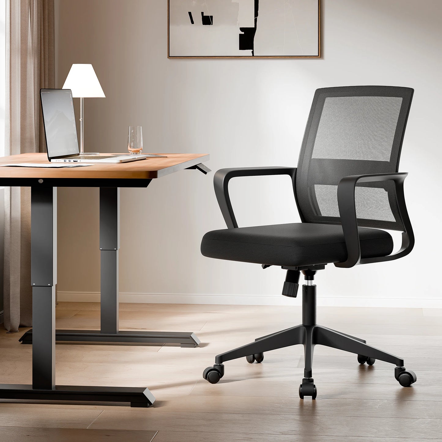 SUKIDA Mesh Office Chair, Ergonomic Desk Chair with Upholstery, Executive Chair with Armrests,Height-Adjustable Computer Chair