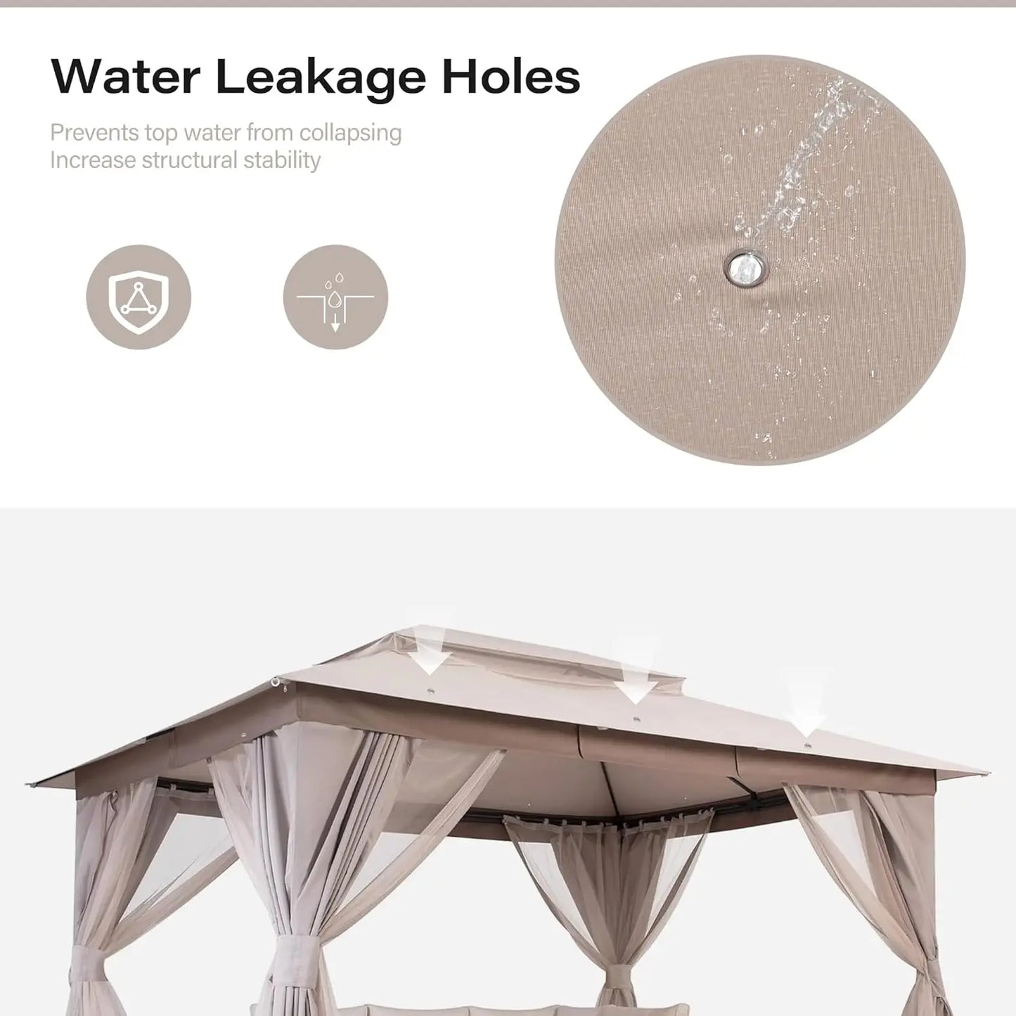 Outdoor Patio Gazebo 10'x13' with Expansion Bolts, Heavy Duty Gazebos Shelter Party Tent with Double Roofs, Mosquito Nets