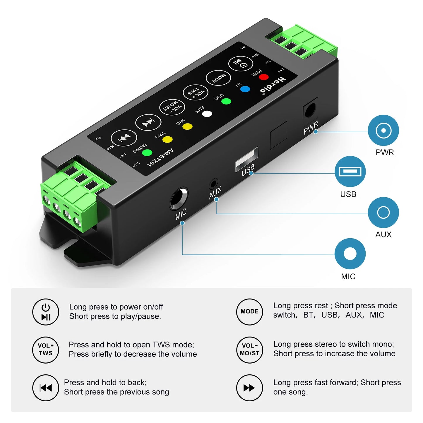 Herdio 4PCS 6.5" 4PCS Bluetooth In Ceiling Speakers 600W 2-Way Flush Mount Speakers System With Wall Amplifier Receiver For Home