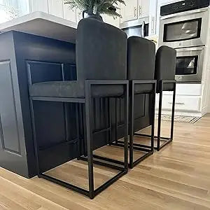 Bar Stools Set of 3 - Counter Height Bar Stool Leather Stools for Kitchen Counter, White and Gold Bar Stools with Back