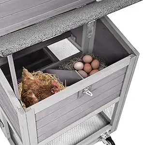 Outdoor Hen House Poultry Cage with Nesting Box, Leakproof Pull Out Tray and UV-Resistant Roof (78.9" L x 26.6" W x 42.5" H)