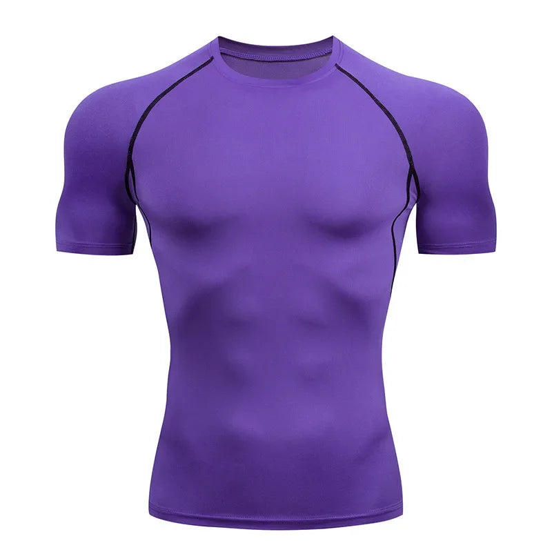 Men Short Sleeve t-Shirt Quick Dry Compression Shirts Fitness Gym t-Shirts Sport Bodybuilding Shirt Running Football Tee Shirts