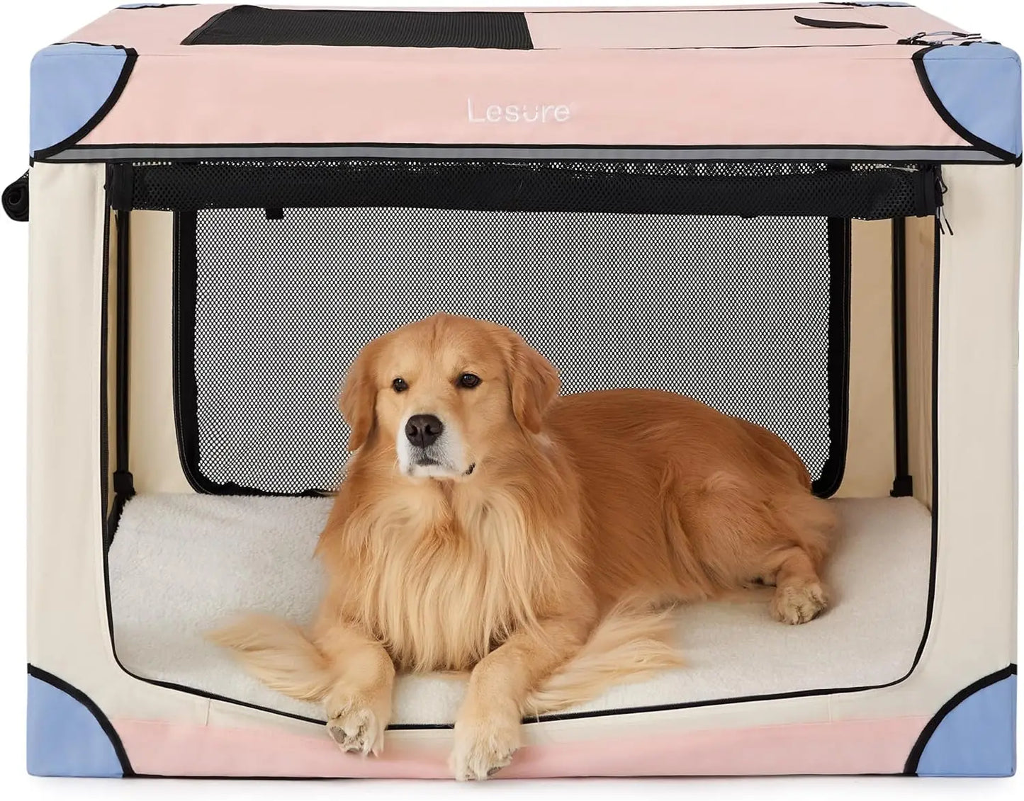 Soft Collapsible Dog Crate - 42 Inch Portable Travel Dog Crate for Extra Large Dogs Indoor & Outdoor, 4-Door Foldable