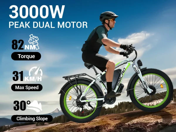 ORLMS XDC600 adult E-bike 1000W 52V 30Ah battery  Electric Bike,26-inch All-terrain fat tire E-Mountain bike
