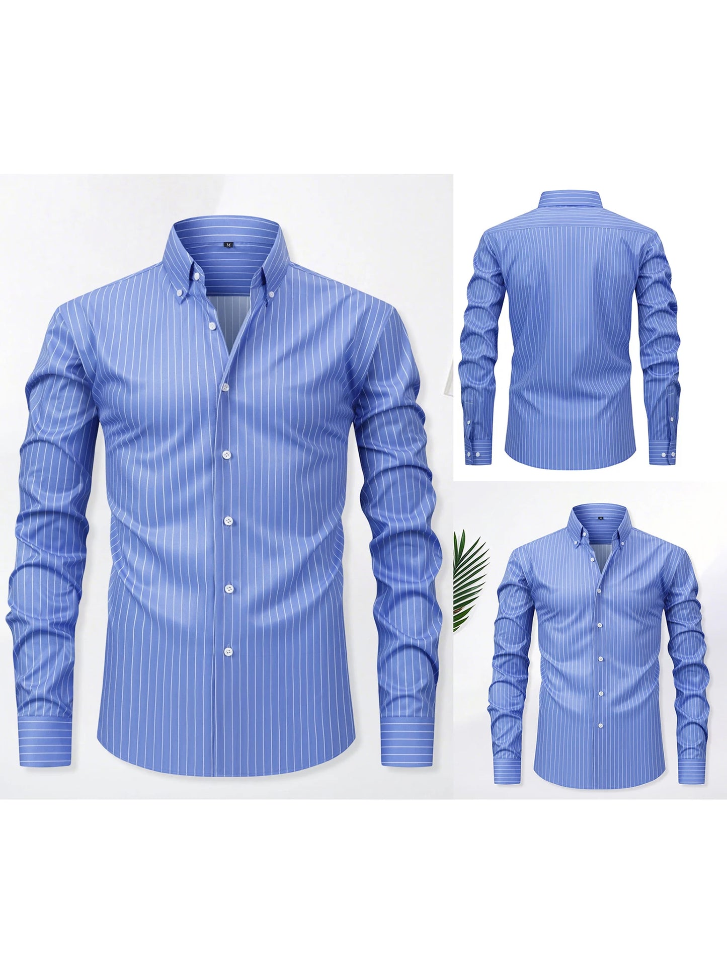 Men s Classic Striped Shirt with Long Sleeves and Turn Down Collar Perfect for Spring and Autumn Casual Wear Featuring Button