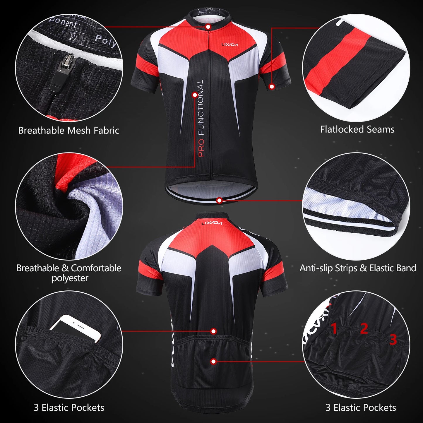 Men Breathable Quick Dry Comfortable Short Sleeve Jersey and Padded Shorts Cycle Clothing Set Riding Sportswear