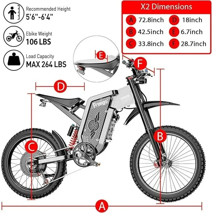 Freego X2 Pro Electric Motorcycle for Adults 6000W Brushless Gearless Motors 30AH Lithium Battery Speed 90Kmh Electric Dirt Bike