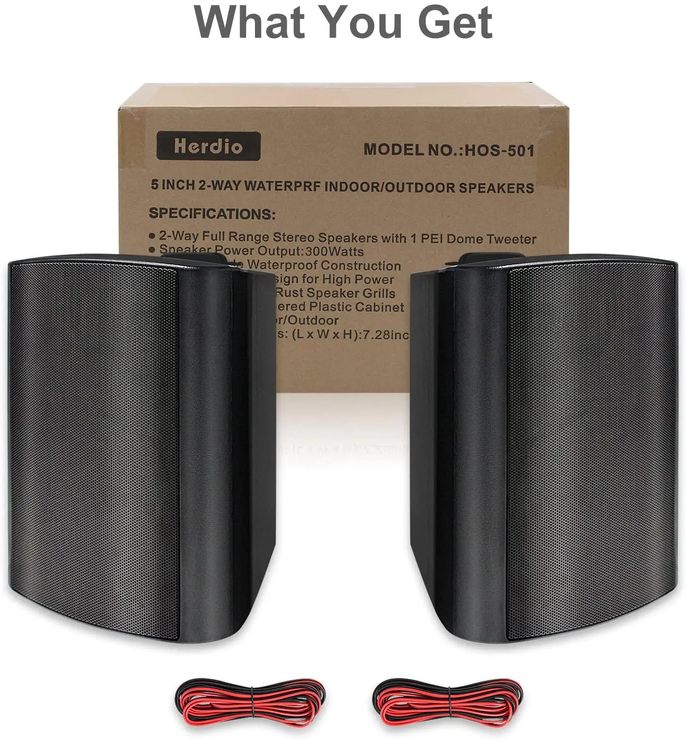 Herdio 5.25'' 300W Indoor Outdoor Waterproof Dual Speakers Home Theater Wall Mount System For Garage Basement living Room Black