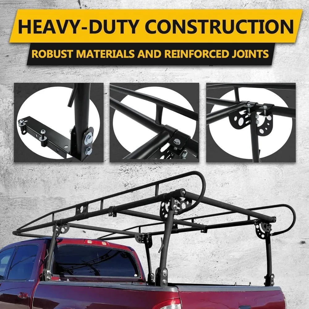 Adjustable Truck Ladder Rack 1000lbs Weight Capacity 55-1/8"(W) x 139-5/8"(L) x 32-1/4"(H) Heavy Duty Steel Lumber Utility Kaya