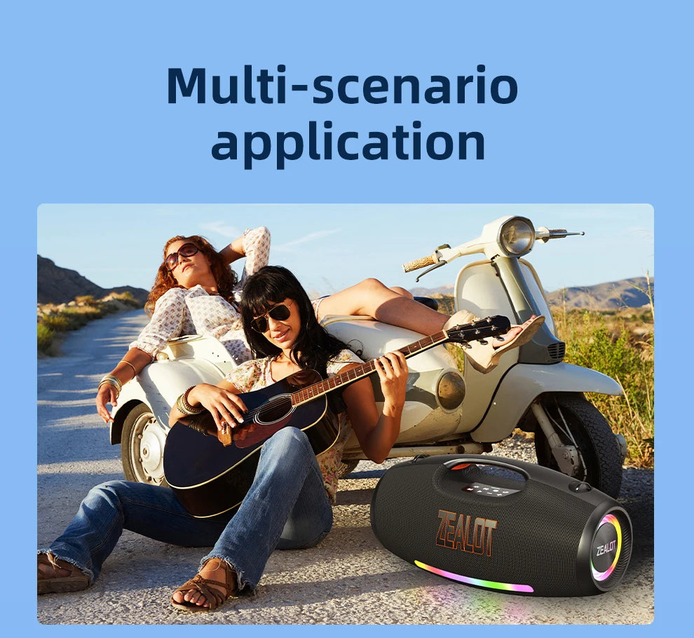 Zealot S89 250W Portable Bluetooth Speaker High Volume Waterproof 48000mAh Wireless TWS Subwoofer Suporrt USB/TF/AUX RGB light.