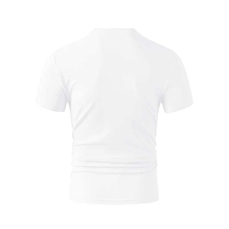 2025 New Men's Casual Fashion Simple V-neck Short Sleeved T-shirt Summer Comfortable Breathable Versatile Top
