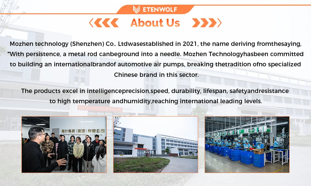 ETENWOLF ZEPHYR S5 Portable Tire Inflator Heavy-Duty Car compressor 160PSI &15600mAh for Pickups Car Tires Motorcycles Bicycles