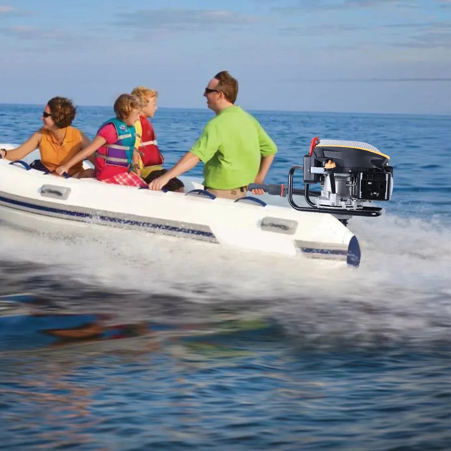 4-Stroke 9HP Outboard Motor 225CC Heavy-Duty Outboard Motor Fishing Boat Marine Engine for Fishing Aquaculture Outdoor Adventure