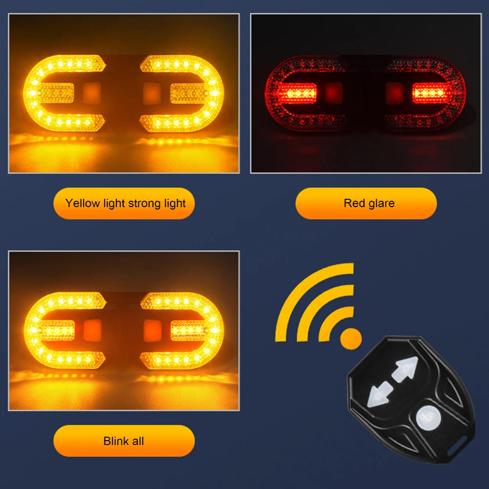 Bicycle Turn Signal Light Wireless Remote Control Bicycle Rear Light USB Rechargeable Cycling Back Light Bike Accessories