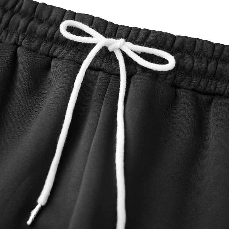 Men s Stylish Fleece Jogger Pants with Adjustable Drawstring Waistband Solid Color Casual Trousers for Fall and Winter