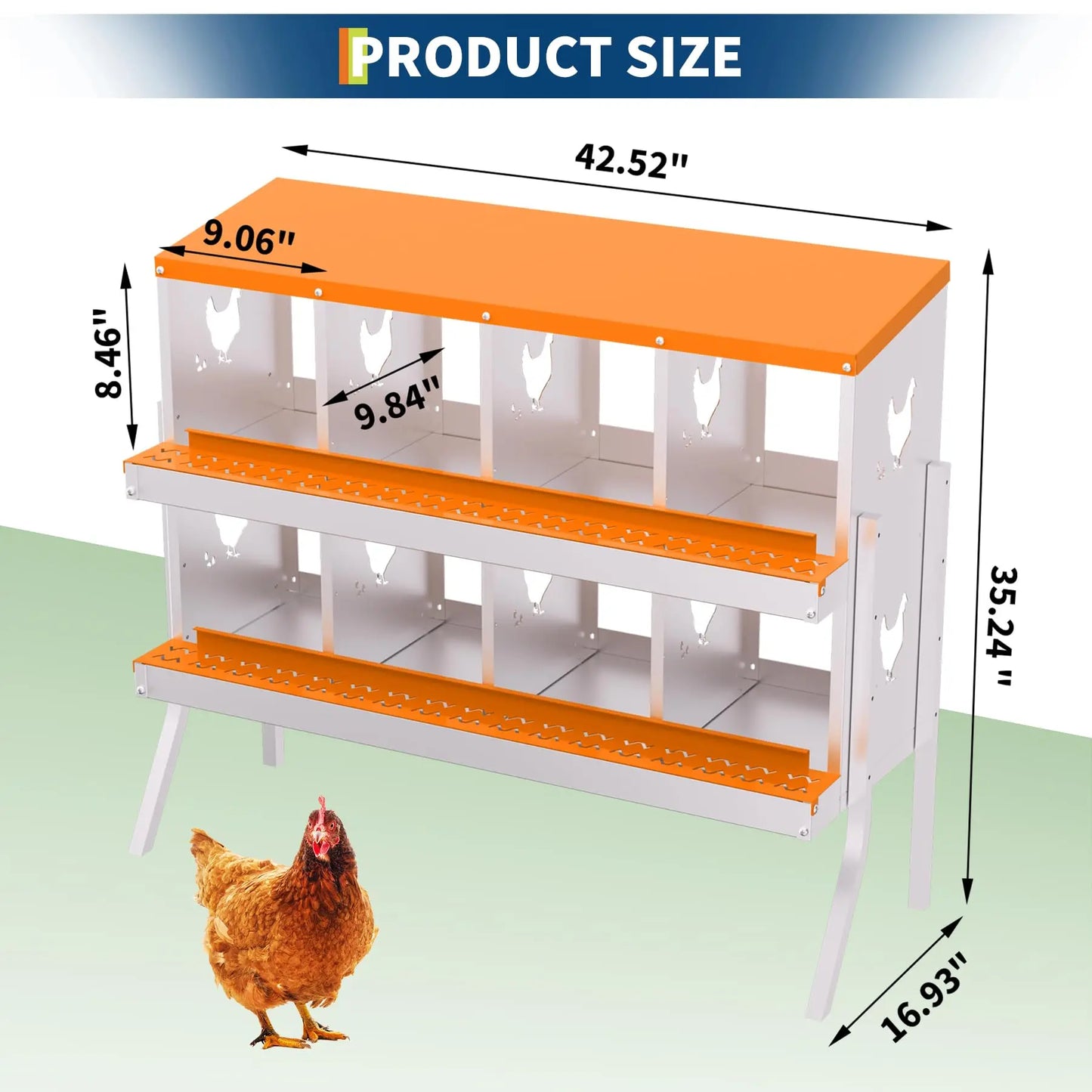 Chicken Nest Box, Chicken Nesting Boxes for Laying Eggs with Ventilation Holes & Anti-Peck Design, Space-Saving Design, Nesting