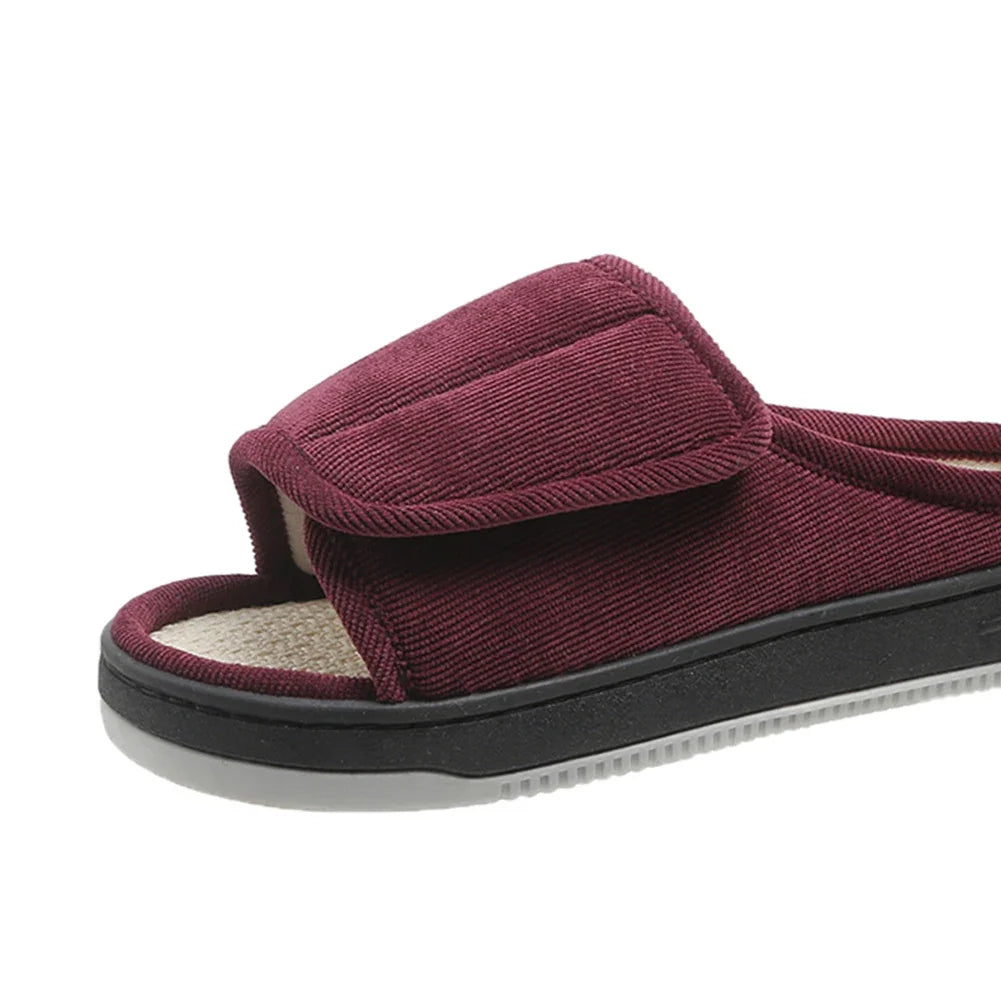 Men Women's Diabetic Slippers Open Toe Slide Slippers with Rubber Sole Swollen Feet Slippers for Indoor Outdoor