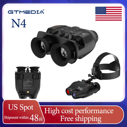 GTMEDIA N4 Binoculars Night Vision Goggles，1080P FHD 5X Optical Zoom for Outdoor Hunting Telescope Infrared Night Vision Device