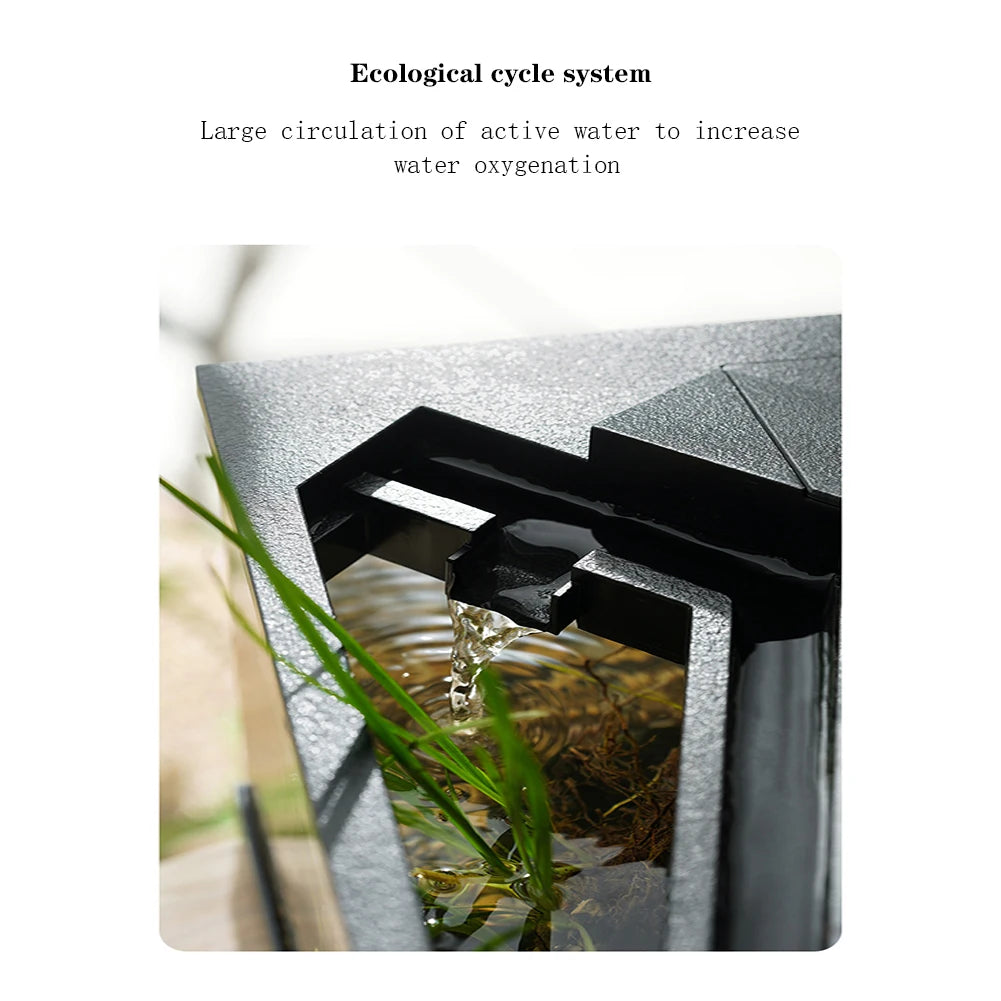 Aquarium Tank With Build-in Light, Water Pump, Clear Cover, Ecological Cycle System, Acrylic Rectangular Fish Tank