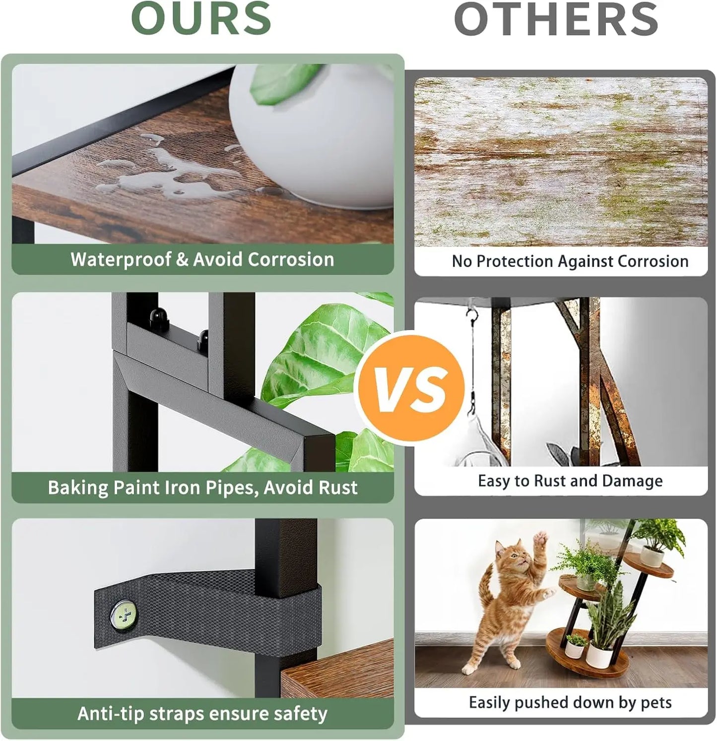 Large Plant Stand Indoor with Grow Light , 5 Tiers 12 Pots Holder, 72" Tall Metal Plant Shelf, Heavy-Duty Rectangle Display Rack