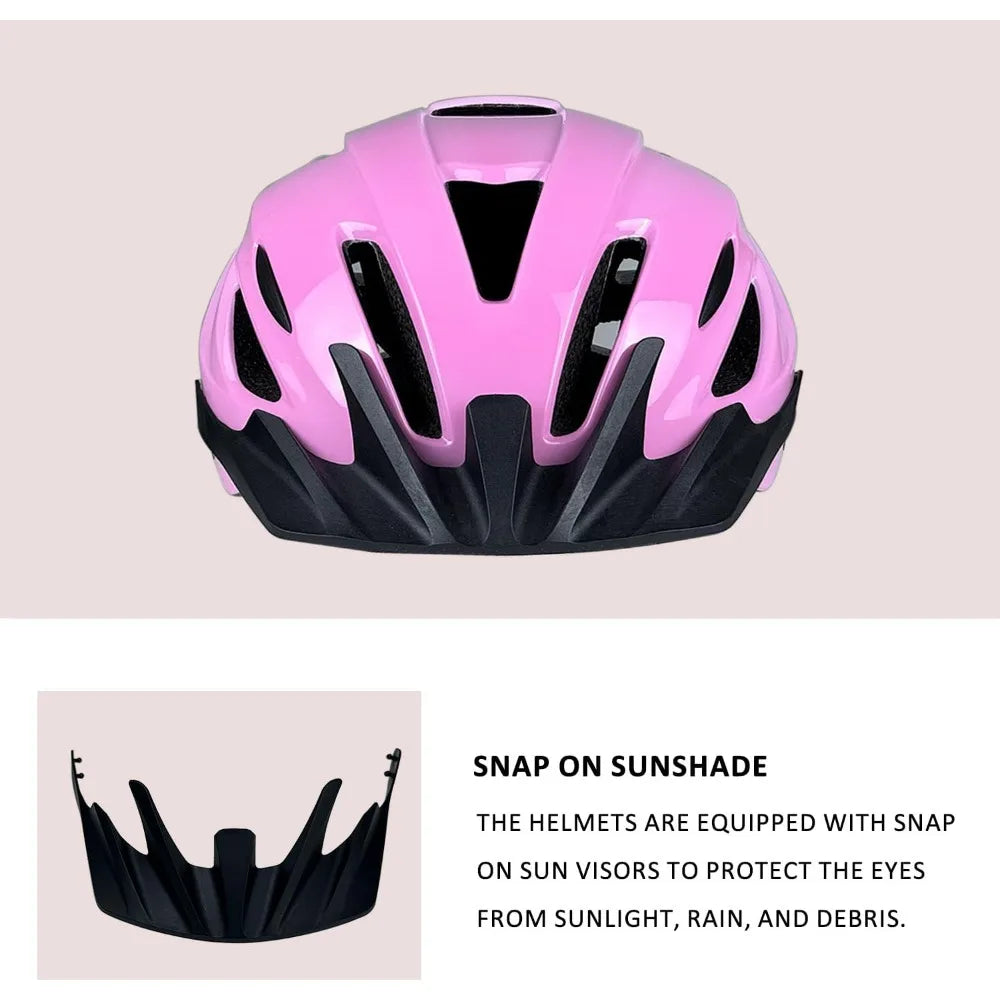 Adult Bike Helmet for Men Women Ages 14 and Up, Streamlined Design with Snap On/Off Visor Moisture-Washable Lining, Bicycle Cycl