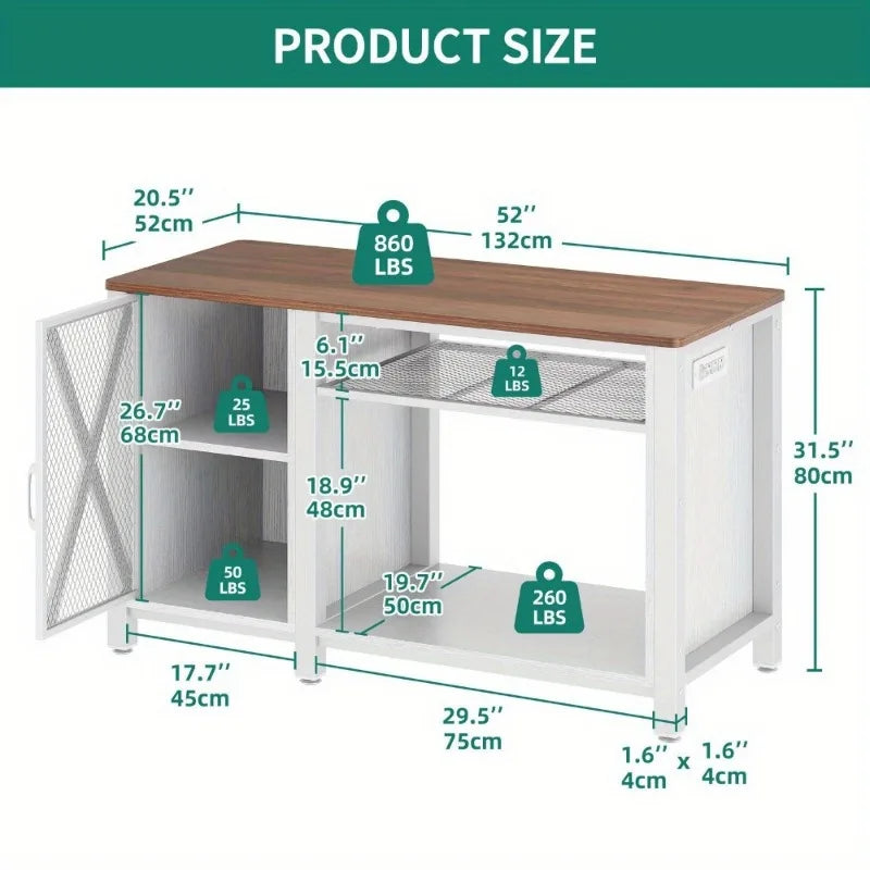 Heavy Duty Metal Fish Tank Rack with Power Outlet, Fish Tank Accessories Storage Cabinet - For 40-70 Gallon Fish Tank Racks