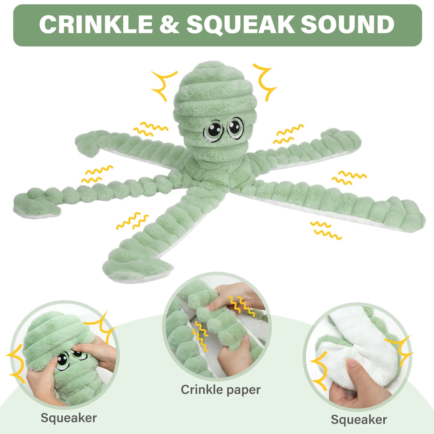 Octopus Design Pet Grinding Teeth Squeaky Plush Toy, Chewing Toy For Dog Interactive Supply, Animal Pet Toy For Small Medium Dog