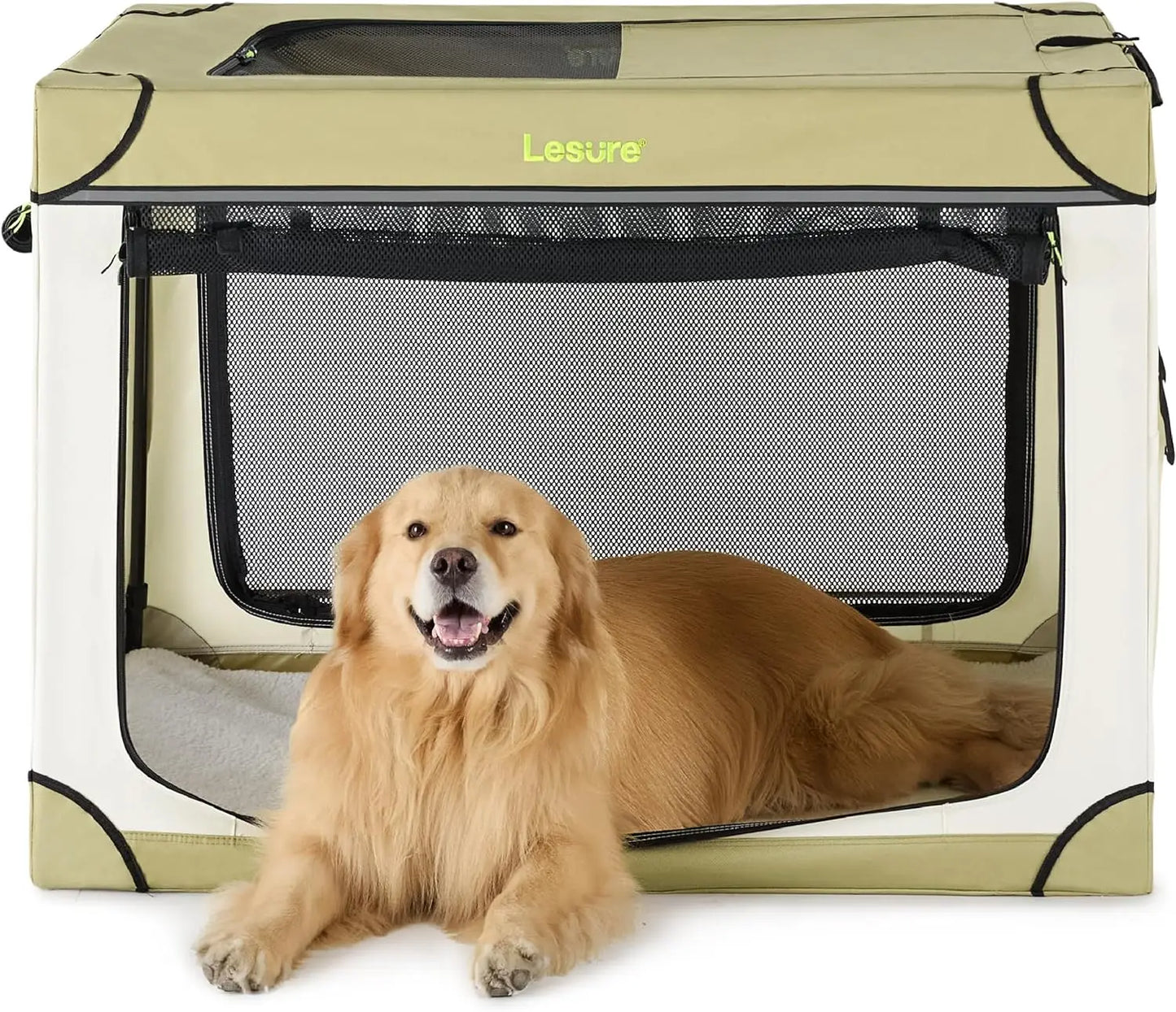 Soft Collapsible Dog Crate - 42 Inch Portable Travel Dog Crate for Extra Large Dogs Indoor & Outdoor, 4-Door Foldable