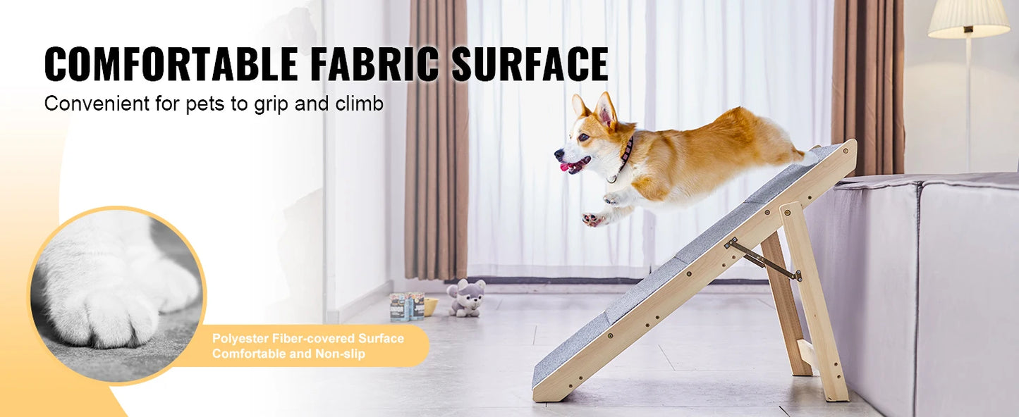 SucceBuy Wooden Pet Steps and Ramp Combo 2-in-1 Design Foldable Access for Beds Steps Structure for Pets of Small to Large Size