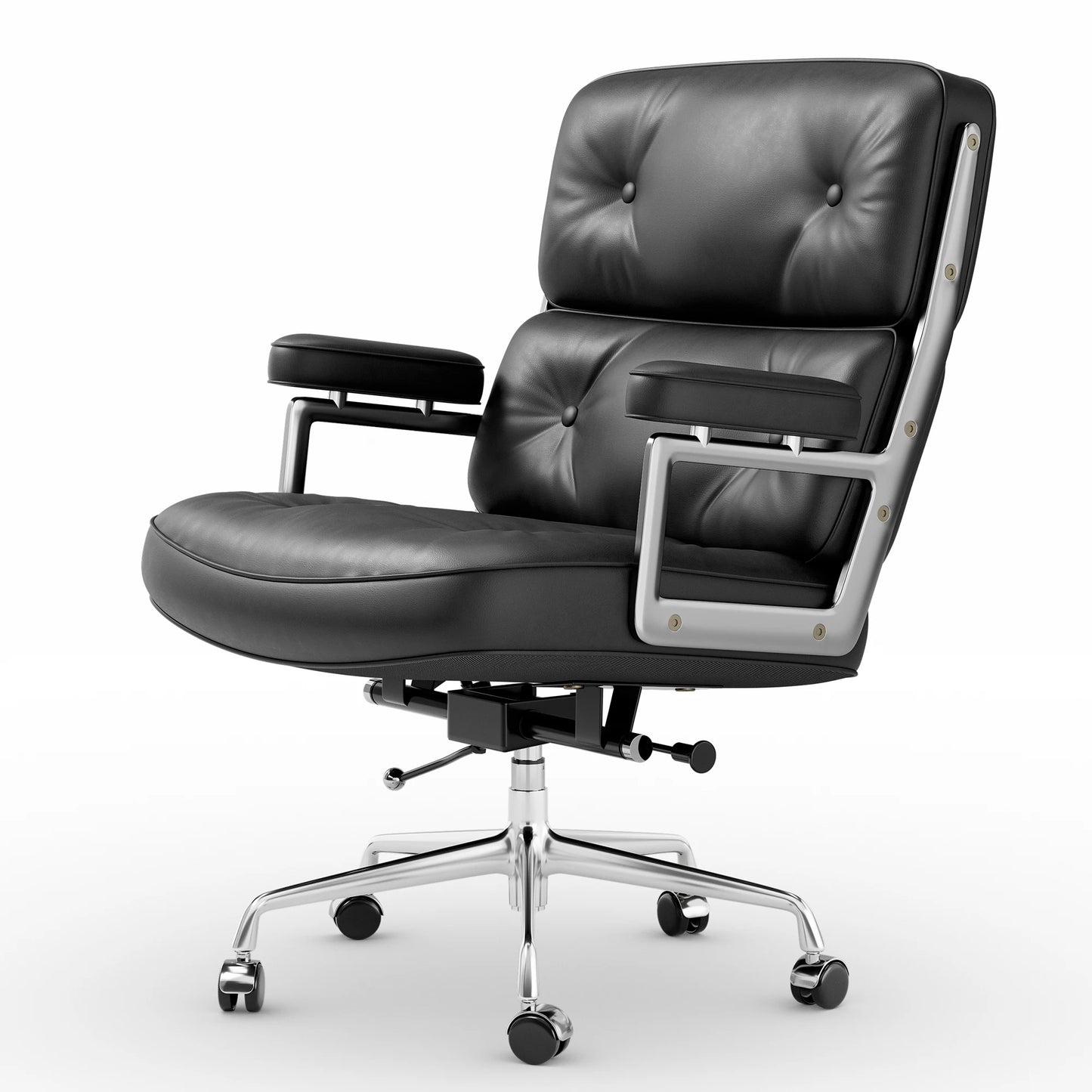 Office Guest Chair Upholstered Leather Comfortable Reception Chairs with Wheels Adjustable Swivel Rolling Office Chairs