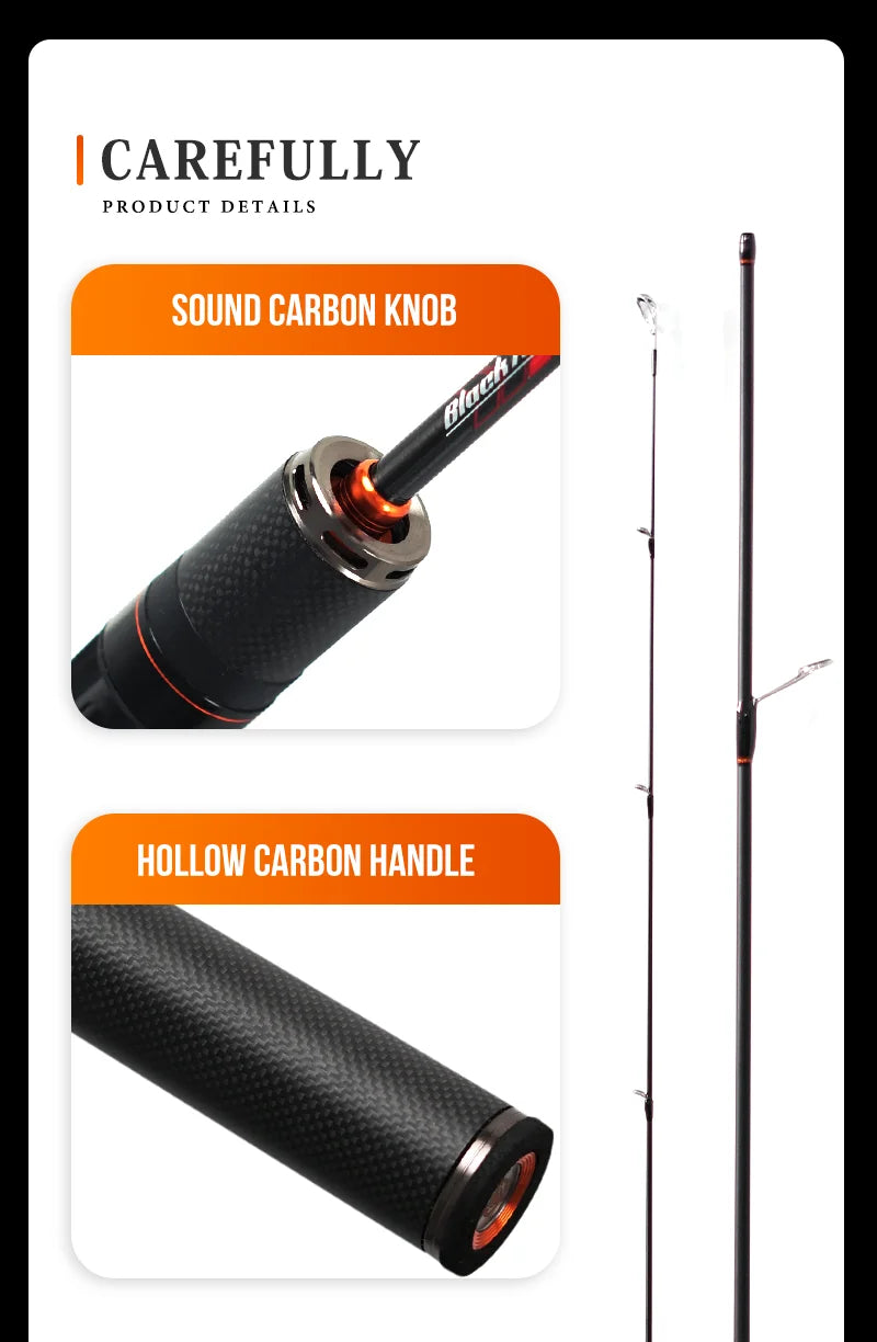 SEASIR Black Arrow Spining Baitcasting Fishing Rod 4.92FT LureWeight 0.8-10gUL Carbon Fiber FUJI O Guide Rings BFS Two Sections