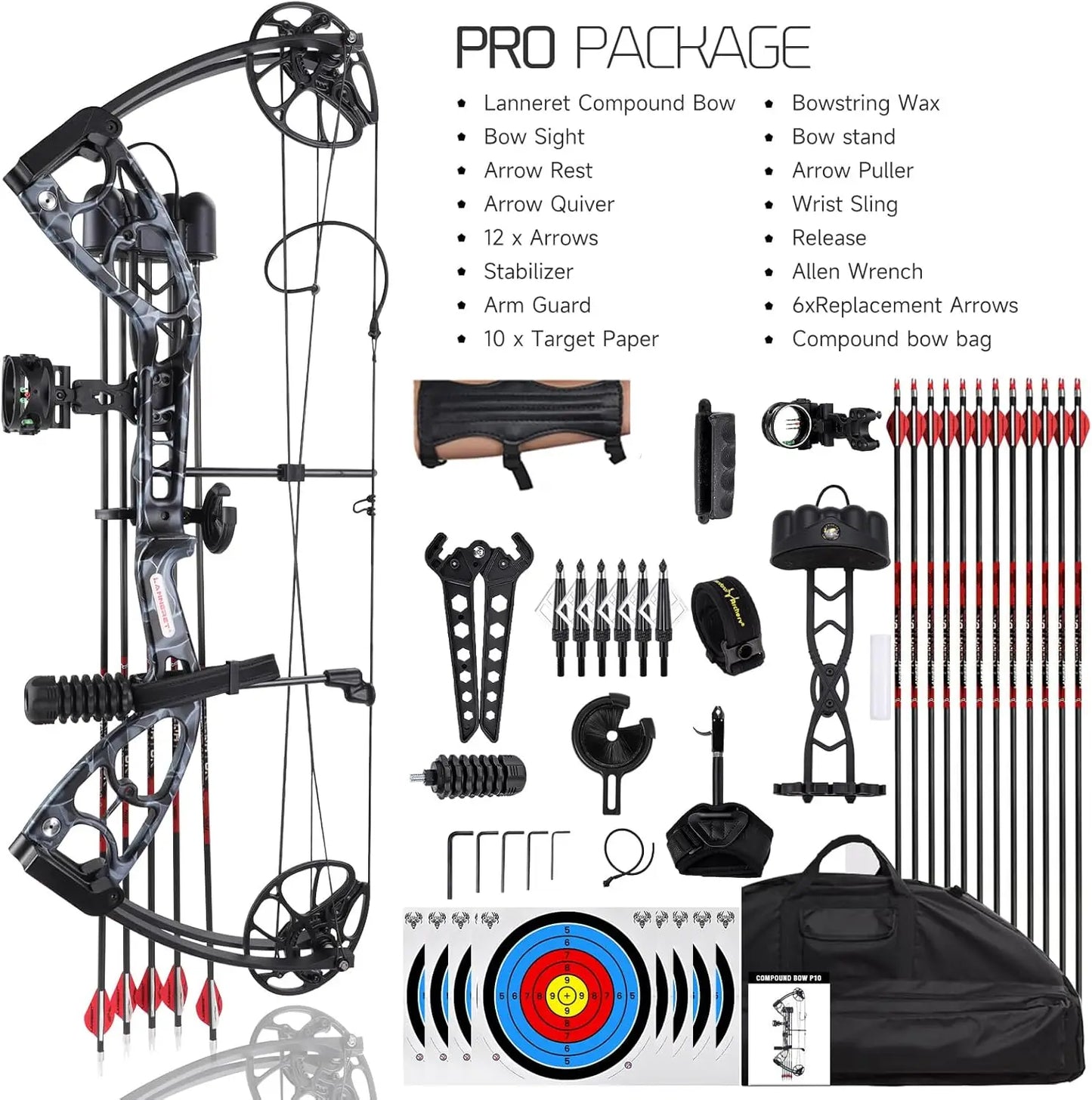 Compound Bow and Archery Sets - Right Hand Archery Compound Bows 30-70 lbs Draw Weight Adjustable for Youth，Adults and Beginners