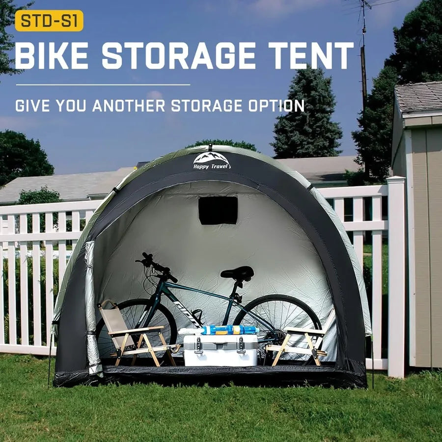 Happy Travel Bike Storage Shed TentOutdoor Portable Bicycle Storage Sheds with 210D Oxford Fabric PU4000 Waterproof for 2 3 4 6