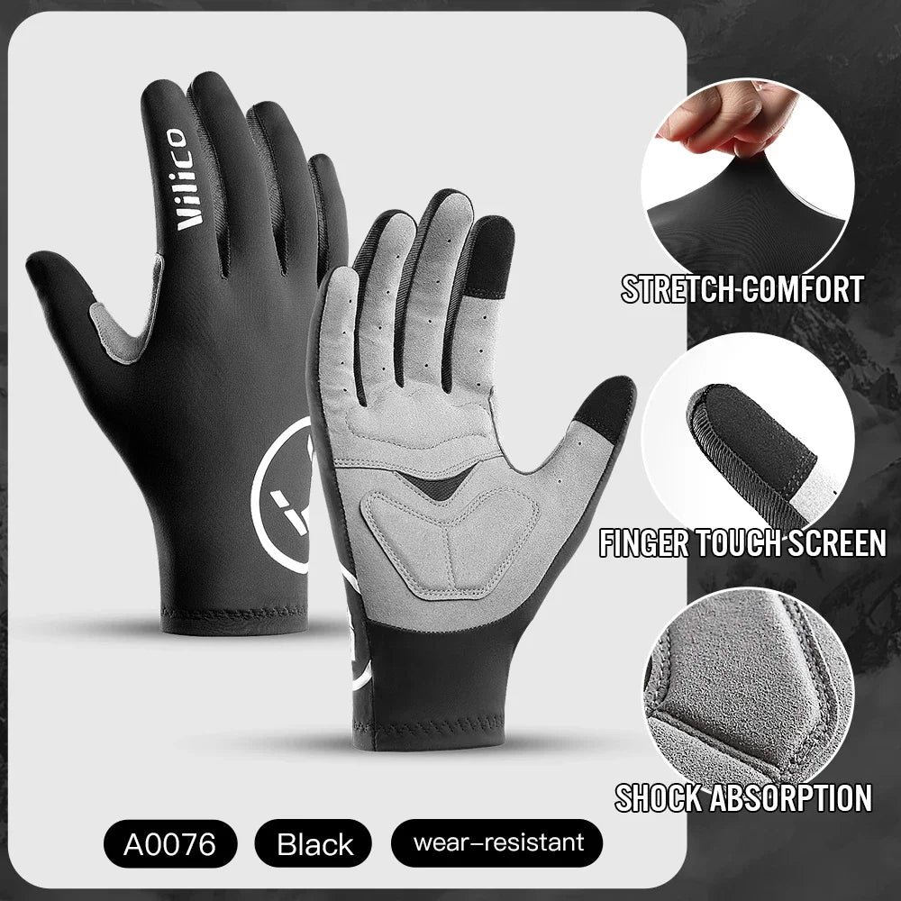 Spring Touch Screen Fingers Gloves Shockproof Gel Sports Cycling Gloves MTB Road Bike Riding Racing Women Men Bicycle Gloves