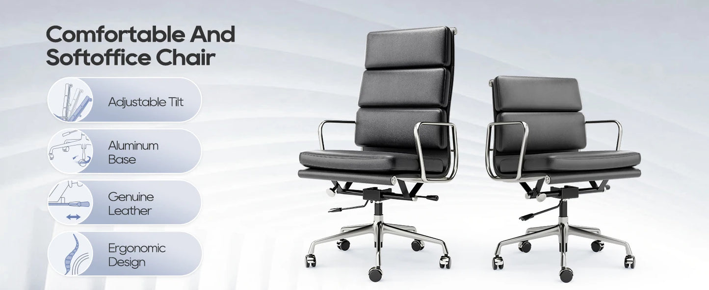 Office Guest Chair Upholstered Leather Comfortable Reception Chairs with Wheels Adjustable Swivel Rolling Office Chairs