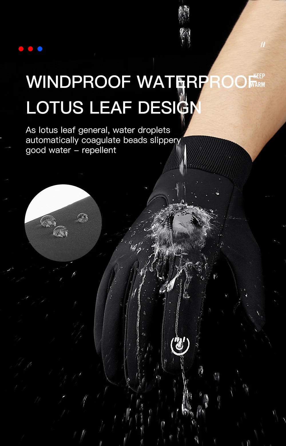 Full Fingers Men Winter Waterproof Cycling Gloves Outdoor Sports Running Motorcycle Ski Touch Screen Fleece Gloves Non-slip Warm