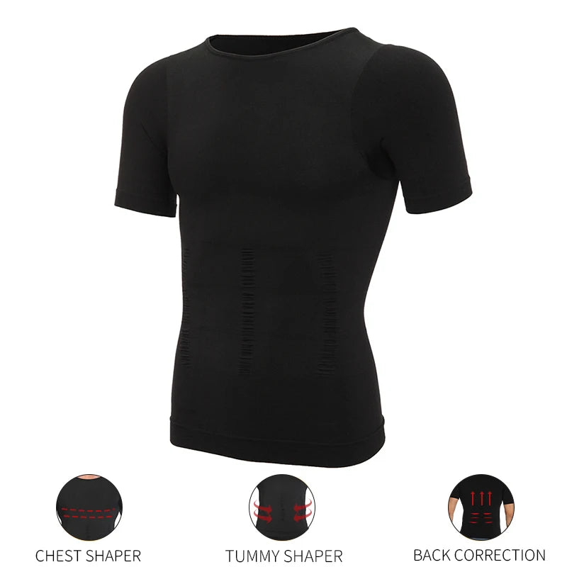 Men's Slimming Compression T-Shirt Body Shaper Undershirt for Weight Loss and Gynecomastia Muscle Tank Tops with Seamless Design