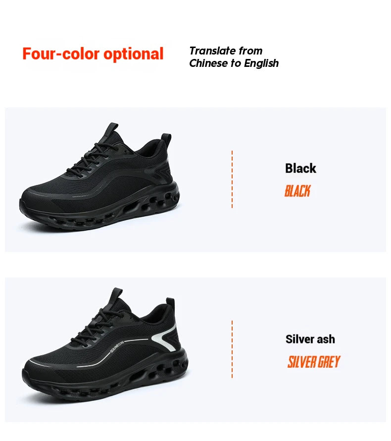 Men's Safety Shoes Anti-Impact Anti-Piercing Lightweight Work Boots Lightweight Breathable Sporty Design for Outdoor Work Shoes