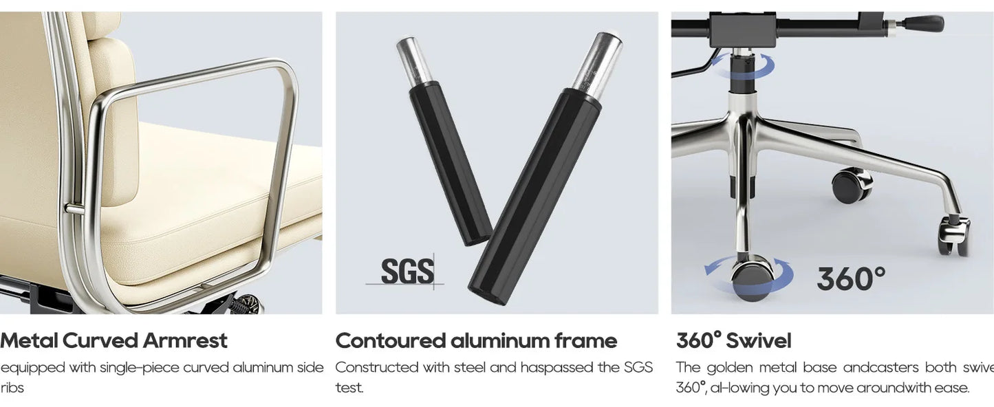 Office Guest Chair Upholstered Leather Comfortable Reception Chairs with Wheels Adjustable Swivel Rolling Office Chairs