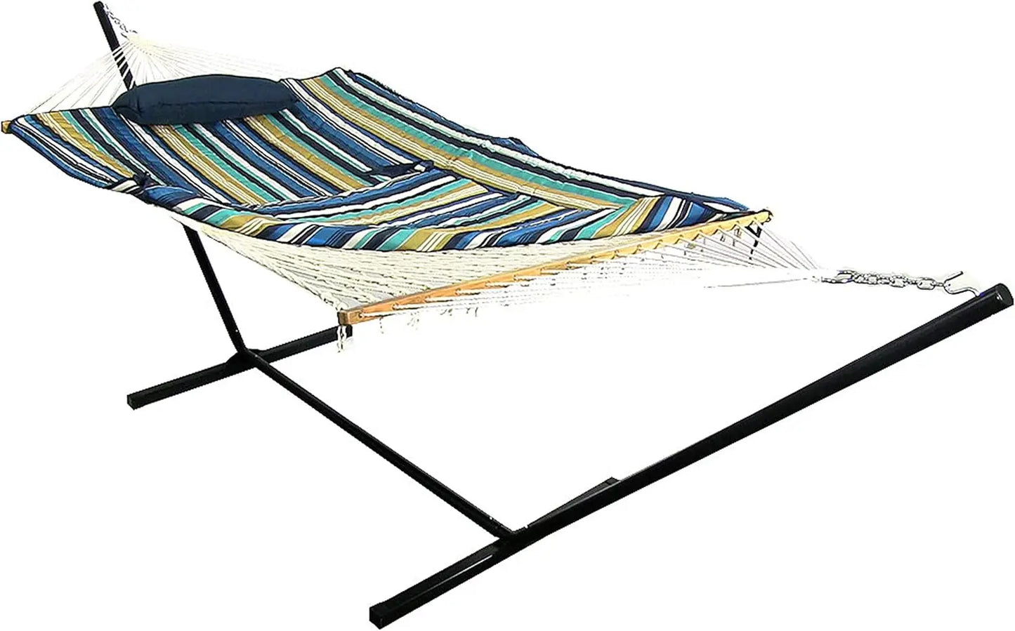 Rope Hammock with 12-Foot Stand and Hammock Pad - 275-Pound Capacity