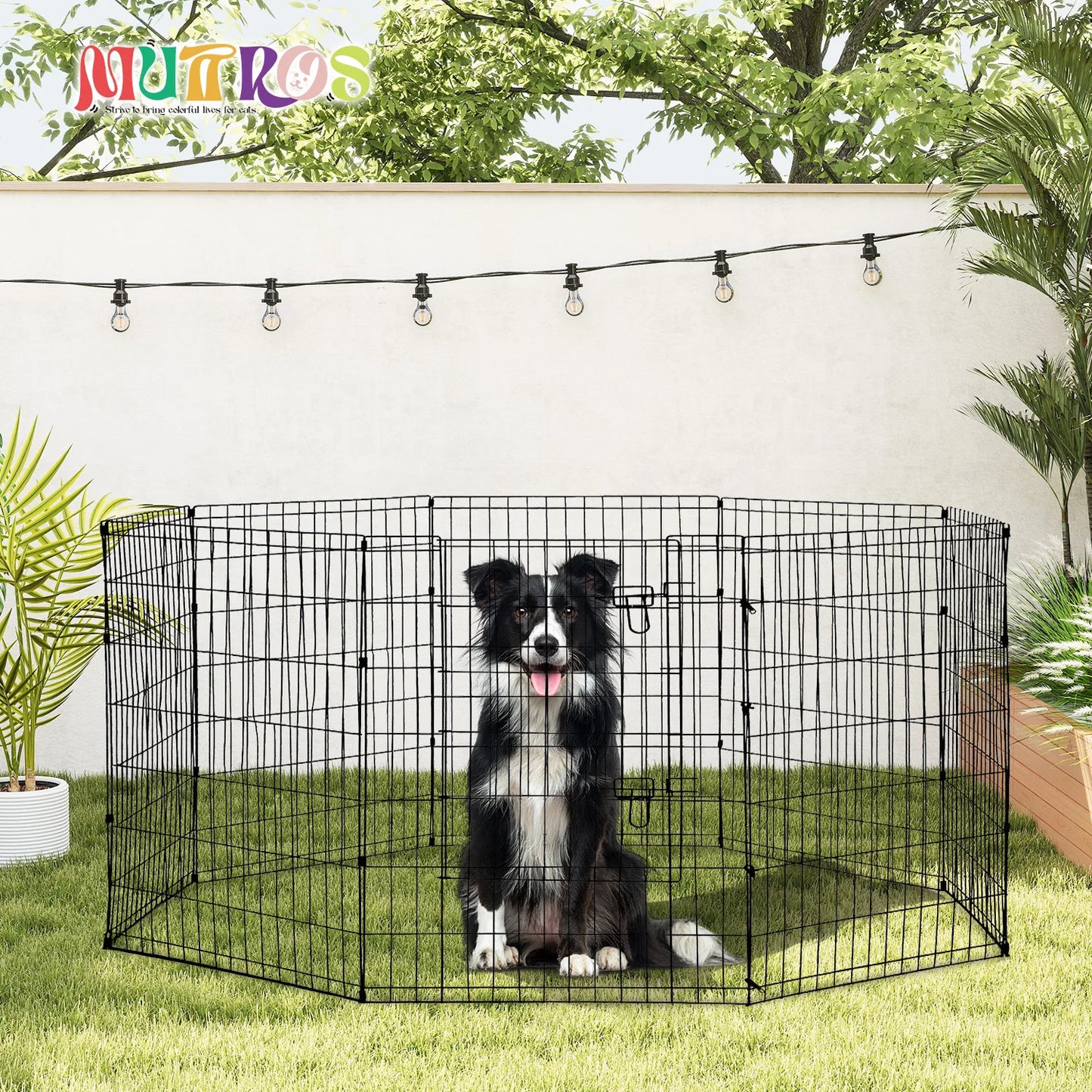 Foldable Metal Dog Playpen for Indoor/Outdoor, Pet Dog Fence Exercise, Pet Puppy Playpen Cage for Yard, Easy Assemble Cat House
