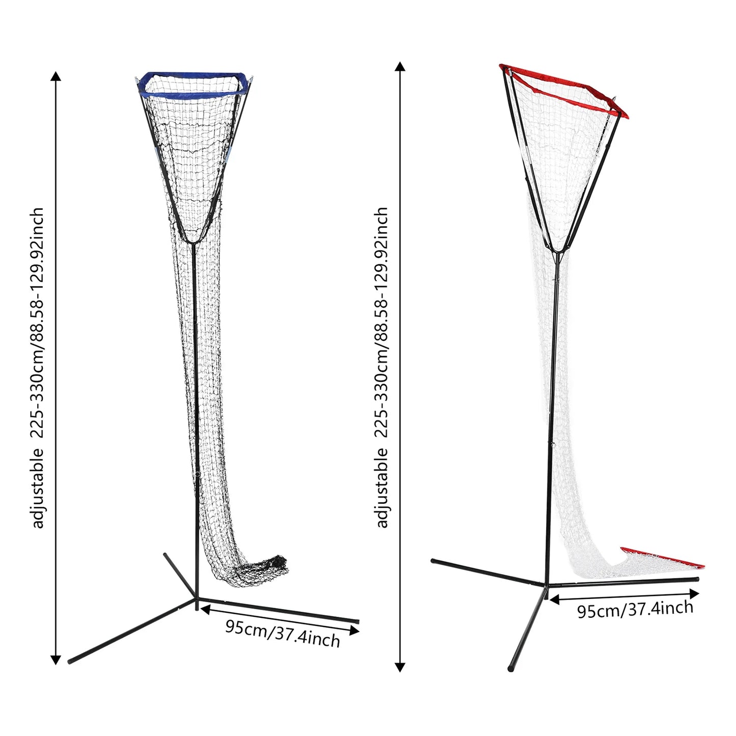 Volleyball Training Iron Net Frame,Black+Blue/Red Free Standing Volleyball Practice Net Adjustable Height and Angle for Patios