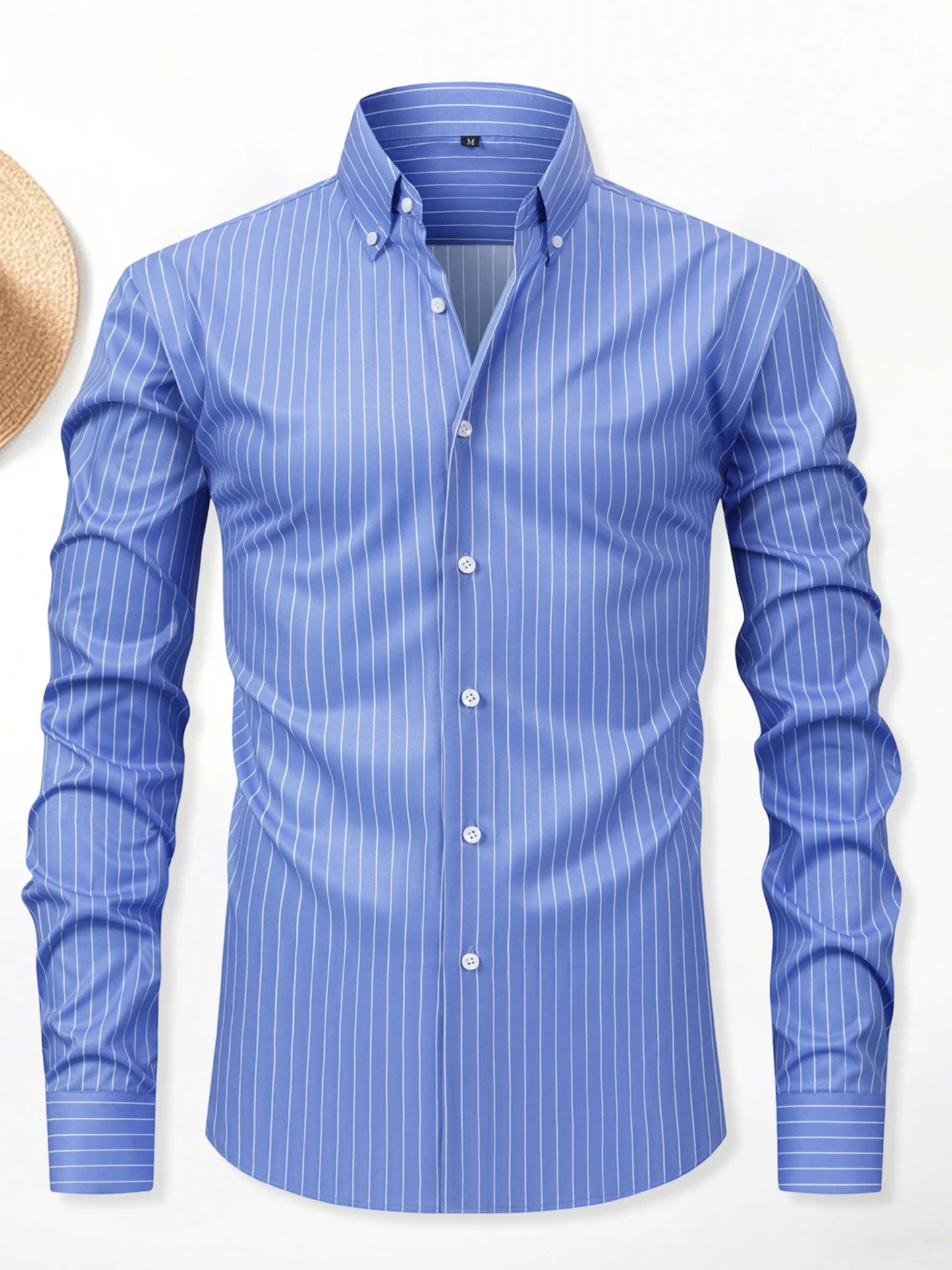 Men s Classic Striped Shirt with Long Sleeves and Turn Down Collar Perfect for Spring and Autumn Casual Wear Featuring Button