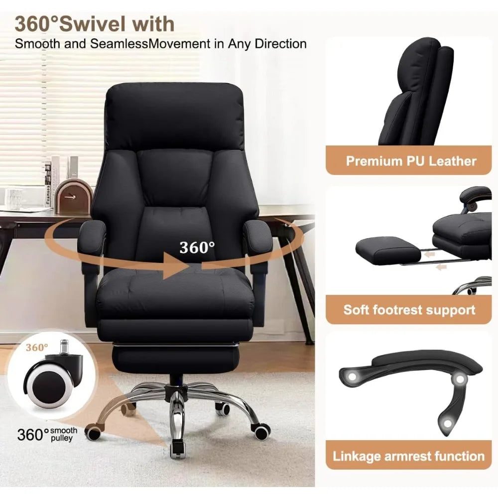 High Back Office Chair Executive Desk Chair with Foot Rest Comfortable Computer Gaming Chairs Swivel Work Chair