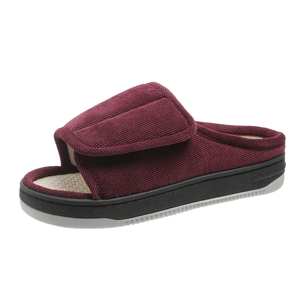 Men Women's Diabetic Slippers Open Toe Slide Slippers with Rubber Sole Swollen Feet Slippers for Indoor Outdoor