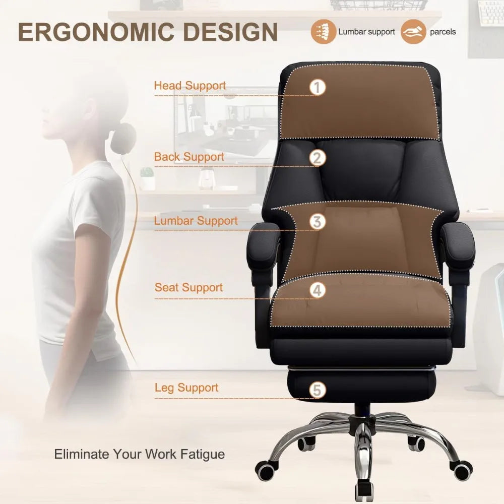 High Back Office Chair Executive Desk Chair with Foot Rest Comfortable Computer Gaming Chairs Swivel Work Chair