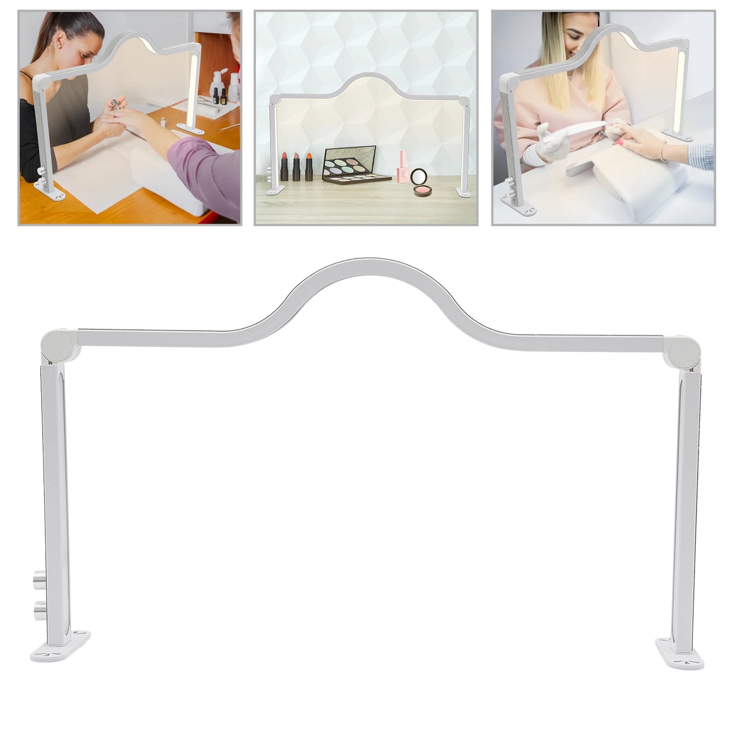 Rectangular Shape Desk Lamp with Simulated Diamonds for Manicures and Lashes, Foldable Nail Tech Light(White Color)
