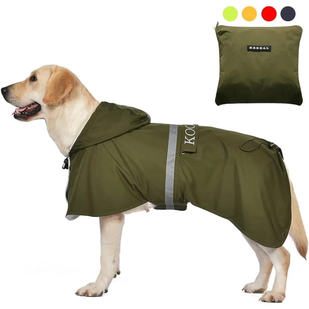 Waterproof Dog Raincoat Adjustable Poncho Windproof Apparel Medium Large Dogs Travel Bag Design Comfortable Lightweight Pet