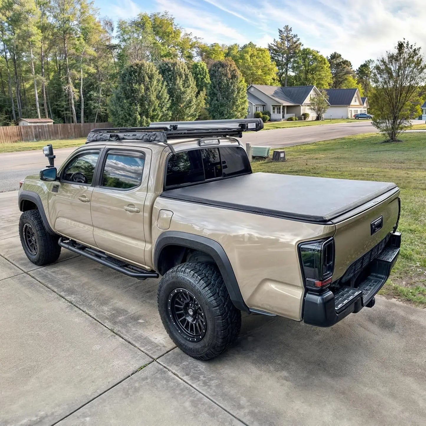 Soft Roll Up Truck Bed Tonneau Cover Compatible with Toyota Tacoma 2024 2025 (Excl. Trail) 5 Ft Bed with Track Rail System